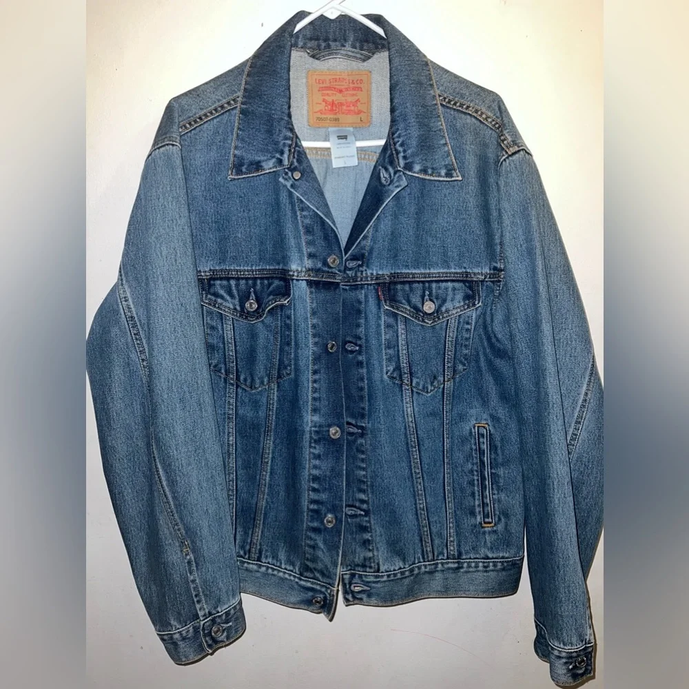 Levi Strauss Signature Standard Trucker  Jean Blue Denim Jacket Men's Size Lg. - Picture 3 of 11